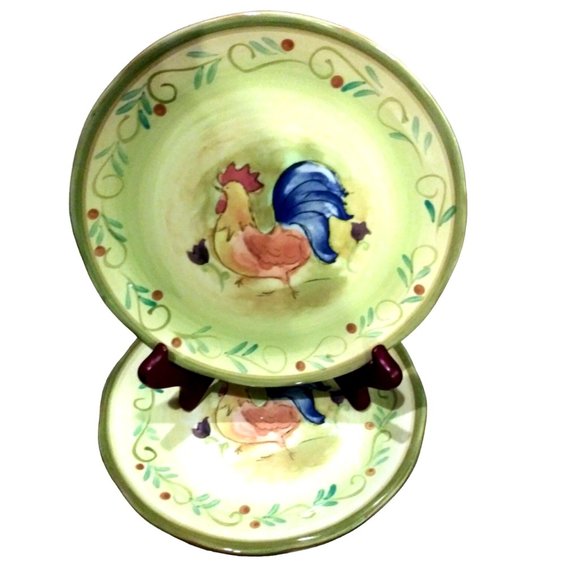 Sango Tuscan Garden Rooster Salad Plates, Cottagecore Plates, Country Kitchen - Picture 1 of 9